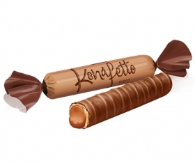 VAFEĻU TRUBIŅAS ROSHEN KONAFETTO NERO AR RIEKSTU KRĒMA PILDĪJUMU UN ŠOKOLĀDES GLAZŪRU (627439)